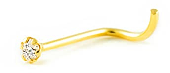 Monde Petit Runde Zirkon Nase Piercing Gelbgold 18k - Geschenkbox - Garantiezertifikat