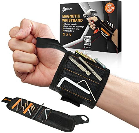 Lionz Magnetisches Armband zum Halten von Schrauben, Nägeln, Bohrern, Holzbearbeitungswerkzeugen