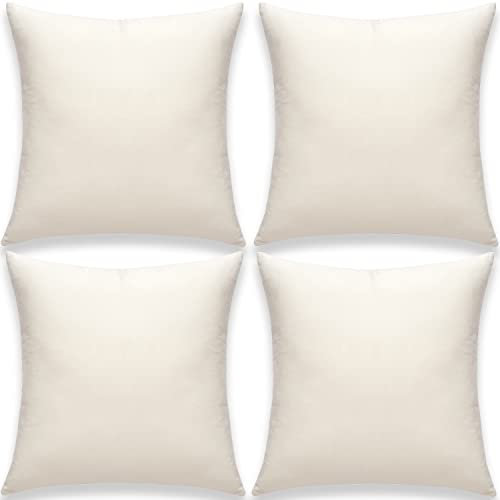 Yonous Cushion Covers, Soft Premium Velvet Decorative Throw Pillow for Sofa Bed Couch Chair, Set of 4, Milk White, 16 x 16 inch / 40 x 40 cm