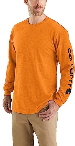 Carhartt Men's Langärmeliges T-Shirt mit Logo-ärmeln und Grafik, Lockere Passform, jam Heather, XXL