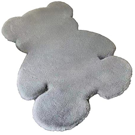 PerGar Bärenförmiger Teppich, 45 X 60 cm, Weicher, Zotteliger Teppich für Kinderzimmer, Süßer, Weicher, Flauschiger Kunstfell-Teppich, Süße Baby-Spielmatte, Niedlicher Uzzy-Teppich für(45x60-Grau)