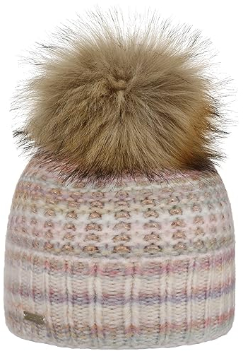 Seeberger Pandina Bommelmütze Strickmütze Beanie Damenmütze Wintermütze Damen - mit Umschlag, Futter Winter Herbst-Winter - One Size rosa