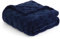 Bedsure Fleece Throw Blanket for Bed - Soft Cosy Checkered Blankets for Sofa, Fluffy Warm Double Throw for Women and Girls, Navy Blue, 150x200 cm