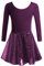 Arshiner Ballettkleidung Mädchen Tanzkleid Kinder Baumwolle Langarm Balletttrikot Ballettkleid Ballettanzug Tanzbody mit Rock Tütü Violett 130