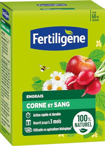 FERTILIGENE FCOSAN3 - Engrais Corne et Sang 3 kg - Action rapide et durable - Nourrit jusqu'à 3 mois - Jusqu'à 60m² fertilisées - Idéal pour la plantation du potager, des fleurs, arbustes, ornements
