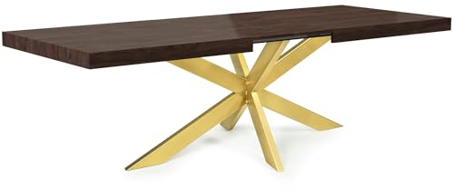 Magnetic Mobel Ausziehbar Esstisch Avia Esszimmertisch Wohnzimmertisch Küchentisch mit Tischgestell Spider (Tischgestell: Gold, Nussbaum)