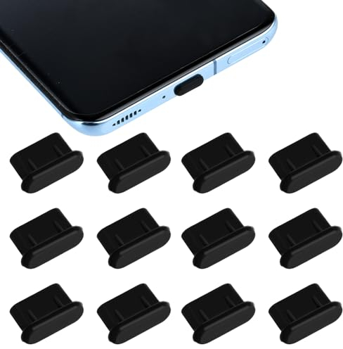 Andibro USB C Port Dust Protection Plugs, 12 Pcs Type C Silicone Dust Covers Phone Type-C Port Protective Caps Anti Dust Charging Plug Protectors Silicone Case Compatible with Laptop Smartphones(B)