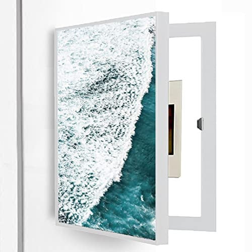 Dekoratives Bild des Verteilerkastens, dekorative Stromzählerabdeckung, moderne dekorative Stromkastenabdeckung, Zählerkasten, Zähler, Gemälde, Stromzähler-Abdeckung, Weiß, 40 x 50 cm (Farbe: Weiß, S