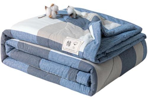 Surwin Tagesdecke Bettüberwurf Modern Plaid Gesteppt Steppdecke mit Kariert Muster Reversibler Weich Sommer Steppdecke für Doppelbett Einzelbett, Sofaüberwurf, Wohndecke (Grau Blau,200x230cm)