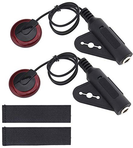 EMSea 2 PZ Trasduttori Per Microfono A Contatto Con Pickup Piezoelettrico Con Adesivo 1/4 Jack Femmina Cavo Da 12 Pollici Per Chitarra Banjo Ukulele Violino Mandolino Violoncello Kalimba Arpa