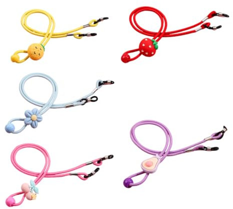 QEDBOJE 5 pièces Cordon Lunettes Enfant Garcon Fille Ajustable Chaîne Lunettes de Soleil Sangle Corde Retenue à Lunettes de Lecture