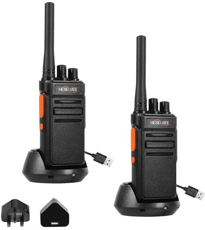 HESENATE HT66 PMR446 License-Free Walkie Talkies - Long Range Two-Way Radio, USB-C Rechargeable 16 Channel VOX Hands-Free, for Business Outdoor Camping Construction (2 Pack, Black)