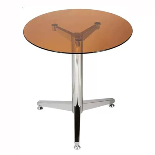 Ronde Verre Pieds Chromés Pour La Cuisine 60/70/80CM Clair Table D'appoint Table De Cocktail Avec Pieds Chromés Moderne Table à Thé Table Centrale Avec Plateau En Verre Trempé Pour (Size:60CM,Color:A)