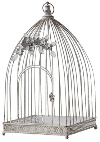 ZXLAGDBP Dekorative Kerzenhalter, großer Vogelkäfig-Kerzenhalter, Metall-Kerzenständer, nostalgischer Charme, Heimdekoration, Kerzenständer, Antikweiß