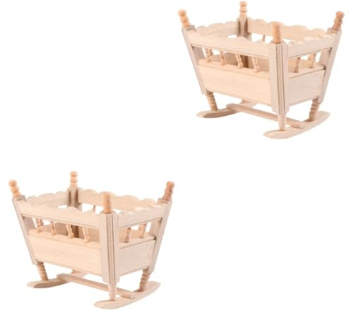 QUMIIRITY 2stücke Miniatur Holz Wiege Modell Für Puppenhaus Handgefertigte Mini Möbel Für Kreative Spielwelten Intellektuelles Entwicklungsspielzeug