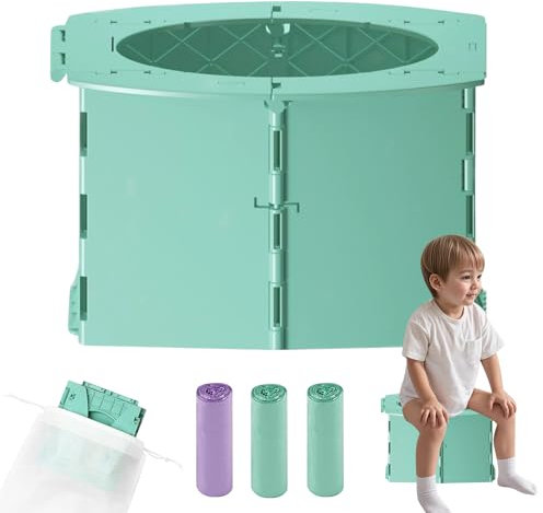 Töpfchen für Kinder: Reisetöpfchen Faltbar mit 3 Rollen Müllsäcken, Tragbar Baby Toilettensitz Unisex Töpfchen für Unterwegs, Töpfchen Kinder Toilette Travel Potty für Reisen, Auto, Outdoor
