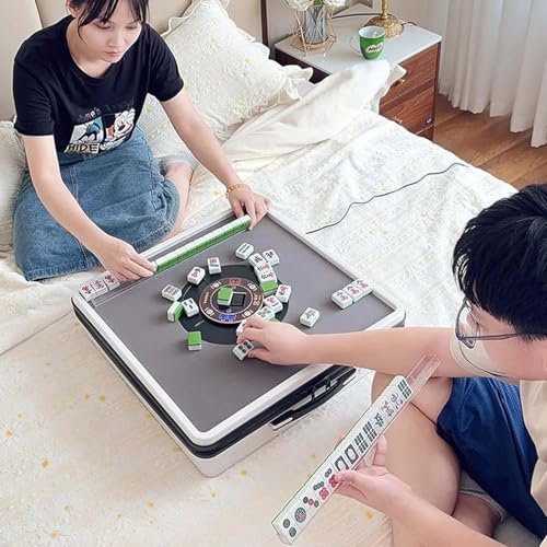 Tragbarer Mahjong-Tisch, Automatisches Mahjong, Faltbarer Mahjong-Tisch Mit 144 Magnetischen Spielsteinen, Automatisch Mischender Mahjong-Tisch Für Draußen, Leicht Zu Transportieren,Black