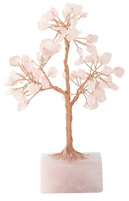Xiao Hua 1 Stück quadratische Basis aus Naturstein, rosa, kreativ, natürlicher rosa Kies, Lebensbaum für Zuhause, Büro, Computer-Dekoration
