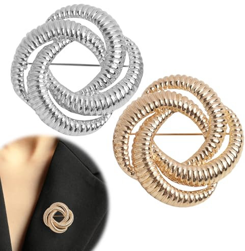Broche de printemps torsadée en alliage pour femmes et hommes - Broche fleur pour couples - Cadeau de veste - Accessoire de décoration pour femmes et filles - Cadeau de mode de fête (or, argent), eine