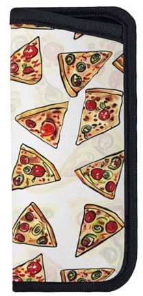 HEBSDFG Weiches Neopren-Brillenetui mit Pizza-Muster, leichte Reise-Brillen-Tasche für Männer, Frauen, Kinder, Schwarz , S