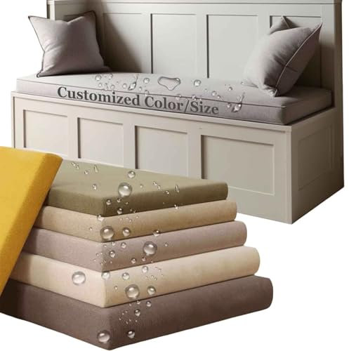 Custom Size Bench Cushions for Outdoor Furniture, Waterproof Garden Furniture Cushion, Bay Window Seat Cushions Indoor with Removable Cover, Non-Slip Rattan Patio Long Bench Seat Pads, 3cm Thick