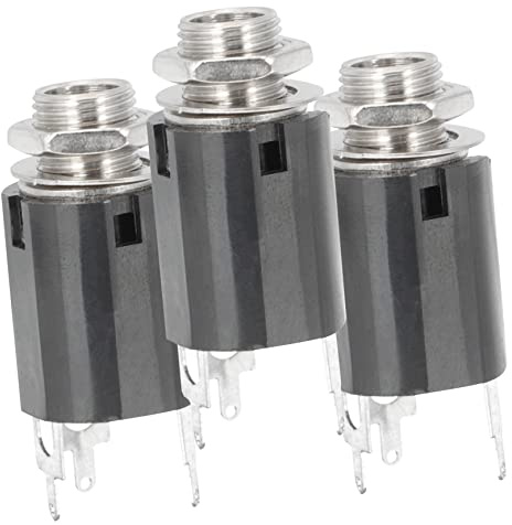 3pezzi Input Jack 6, 35mm Nero Washer per Chitarra | Composite Plastic, Montaggio a Pannello, per Progetti Diy, Resistente alla Deformazione