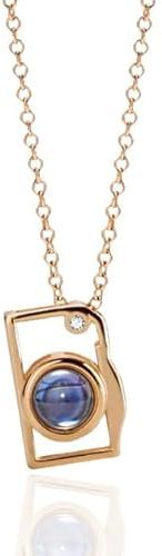 BFBZYME Collana Personalizzata con Mini Fotocamera E Foto all'Interno - Collana con Ciondolo Personalizzato con Proiezione di Immagini, Regali di Compleanno per Donne, Ragazze E Mogli(Rose Gold)