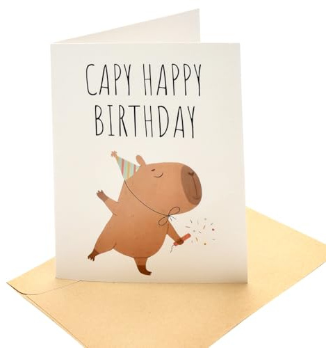 VOSSOT Happy Birthday Geburtstagskarte, Capybara Sachen Geburtstagskarte Lustig, Lovely Card, Lustige Geburtstagskarten für Frauen Männer Lustige Geburtstagsgeschenke Cabybara Kapibara