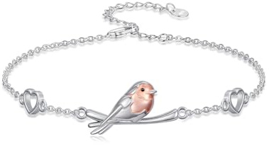 TOUPOP Rotkehlchen-Armband für Damen, 925er Sterlingsilber, Rotkehlchen-Vogel-Armbänder, Schmuckgeschenke für Frauen, Liebhaber, Mädchen, Dame, Ehefrau, Geburtstag, Muttertag, Geschenke für Mutter