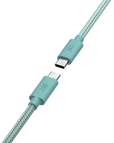 Juice Braided Type C 2m Charging Cable, Fast Charge Braided Data Lead Compatible with iPhone 17, 17 Pro, 17 Pro Max, iPad Air 5, Galaxy S24 Ultra, Mi 11, Pixel 9 – Teal