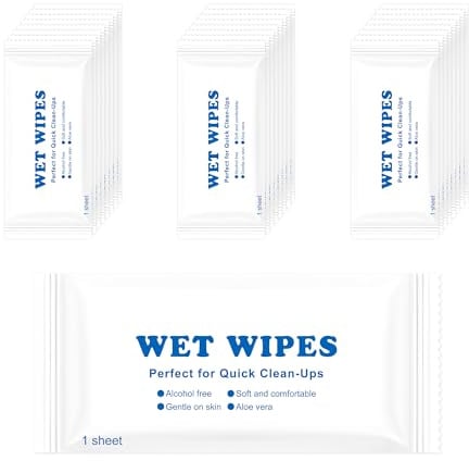LLHQAMT Travel Wet Wipes Bulk, Individually Wrapped Wet Wipes, Easy To Carry, Quick To Clean Hands, Suitable For Restaurants, Barbecues, Travelling, Weddings And Homeless People (50 PCS)