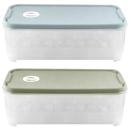 2 Stück Eieraufbewahrungsbox, 10-Eier Eierbehälter mit Deckel, Kühlschrank- & Transportbox aus Kunststoff für Küche