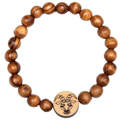 Kassis Olivenholz Armband mit Sternzeichen - Handgefertigtes Holzperlenarmband - Unisex Schmuck - Herren und Damenschmuck