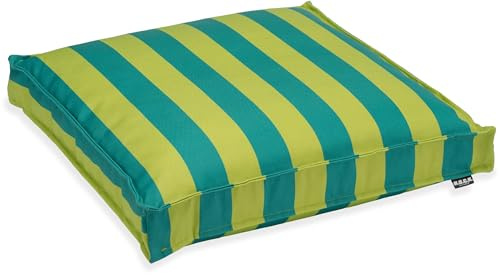 H.O.C.K. Riviera Stripe Outdoor Sitzkissen – Wetterfeste Stuhlkissen mit Blockstreifen – UV-Beständig, Wasser- & Schmutzabweisend – Handmade in Germany (Green Petrol, 50x50x5cm)