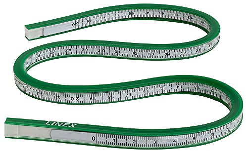 Linex FCG50 Flexible Kurve 500mm, Tuschekante, Kurvenverlauf bis 15mm Radius, mm-Skala, Vinyl mit Bleieinlage