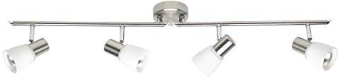 BRILLIANT Lampe Luca Spotrohr 4flg eisen/chrom/weiß | 4x R50, E14, 40W, geeignet für Reflektorlampen (nicht enthalten) | Arme drehbar/Köpfe schwenkbar
