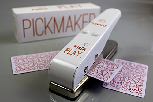 Plektren Stanzer, Plektrum Stanzmaschine, Pick Master, Geschenk für Gitarristen, Set incl. 3 Plastikkarten und Sandpapier