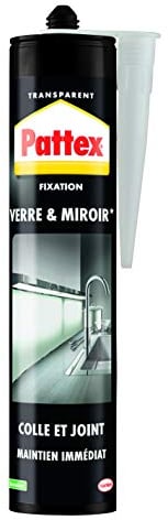 PATTEX Colle Fixation Verre , mastic de fixation pour éléments transparents, colle et jointe- Cartouche 300 gr