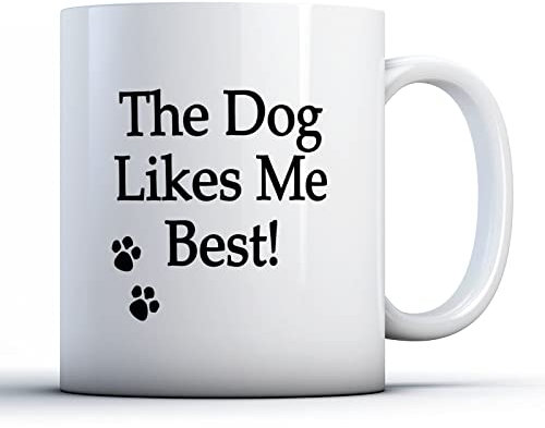 Finger prints - The Dog Likes Me Best Paw Prints - Printed Mug, Ceramic, 11fl.oz.