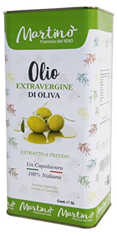 5 litres d'huile d'olive extra vierge Martino 100% italienne - Bidon avec double bouchon anti-fierté