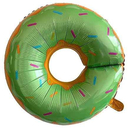 Folienballon Motiv Food, Donut grün, ca. 75 x 70 cm - Party Luftballon Deko Dekoration JGA Helium Heliumballon XXL Ballon Geburtstag Essen Süßigkeit Fast Food Imbiss Hochzeit Eis