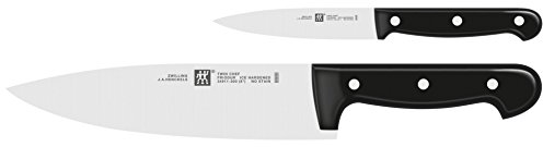 ZWILLING Set de 2 Couteaux, Couteau à Larder/à Garnir, Couteau de Chef, Acier Inoxydable Spécial/Manche Plastique, Twin Chef 2, Noir