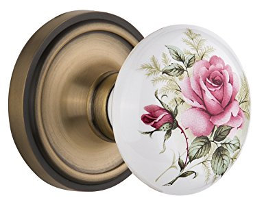 Nostalgisches Lager Klassische Rosette mit Rose Porzellan Türknauf, 710976