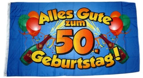 Fahne/Flagge Alles Gute zum 50. Geburtstag 90 x 150 cm