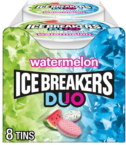 ICE BREAKERS Duo Cool Watermelon Sugar-Free Mints Tins, 1.3 oz, 8 ct