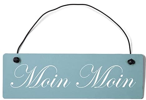Homeyourself Moin Moin Dekoschild Türschild gelb mit Draht