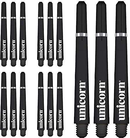 Dartpfeilgriffe „Gripper 4“ von Unicorn, Packung mit 1 (15 Stück), Schwarz, Kurz, Unisex