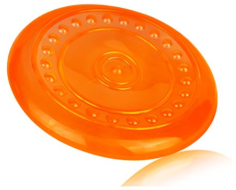 VetMedia Hunde-Frisbee I Frisbee für mittlere & große Hunde I Interaktives Hunde-Spielzeug zum Werfen I Hundefrisbee bissfest & schwimmt (orange)