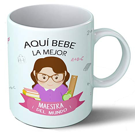 Planetacase - Taza Maestra - Regalo Original Maestros - Cerámica 330 mL - Taza Desayuno Apta para Microondas y Lavavajillas - Resistente a Lavados
