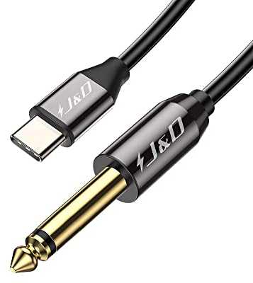 J&D USB-C auf 6,35mm 1/4 Zoll TS Audiokabel, vergoldetes USB Type-C auf 1/4 Männliches Mono-Interconnect AUX-Adapterkabel, Kompatibel mit iPhone 15/16 Serie, 2 M